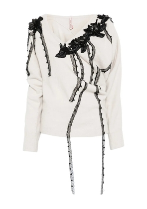 Antonio Marras asymmetric V-neck sweater - Neutrals