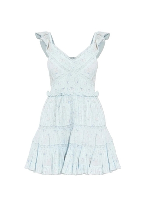LoveShackFancy Presline ruffled floral-print mini dress - Blue