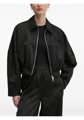 HUGO monogram-pattern zip-up jacket - Black