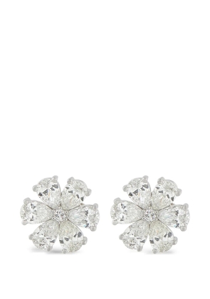 LB Exclusive floral-motif diamond stud earrings - Silver