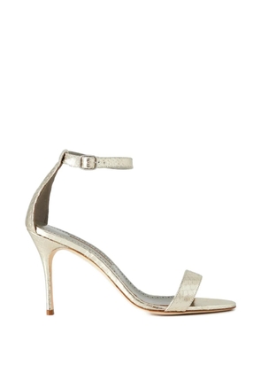 Manolo Blahnik Chaos snakeskin almond-toe sandals - Gold