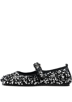 Bimba y Lola sequin-embellished buckled ballet flats - Black