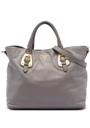 Prada Pre-Owned 2000-2025 Soft Calfskin Open Convertible Shopping Tote satchel - Grey