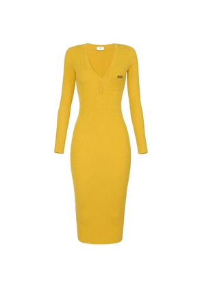 Elisabetta Franchi V-neck rmidi dress - Yellow