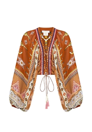 Camilla graphic-pattern blouse - Brown