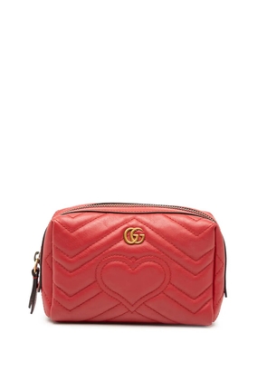 Gucci Pre-Owned 2000-2015 GG Marmont Matelasse Leather Heart Cosmetic Case pouch - Red