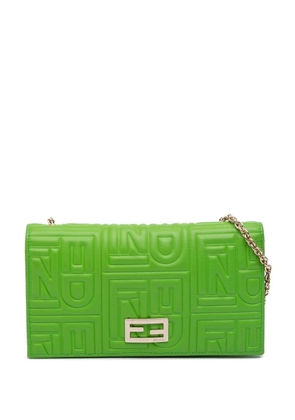 Fendi Pre-Owned 2000-2010 Nappa Logo Embossed Long Wallet On Chain crossbody bag - Green