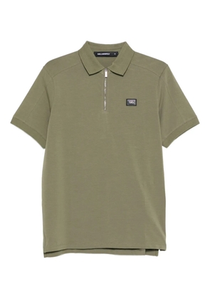 Karl Lagerfeld zip-front logo-plaque polo shirt - Green