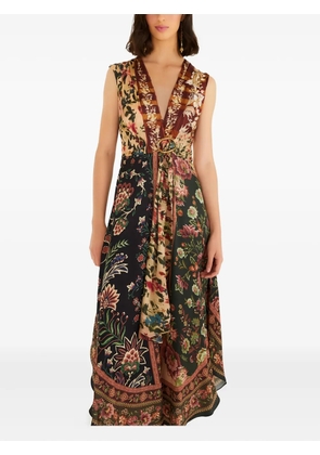 FARM Rio floral print belted maxi dress - Black