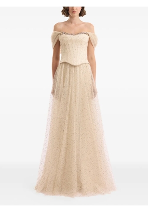 Gemy Maalouf off-the-shoulder corset maxi dress - Neutrals