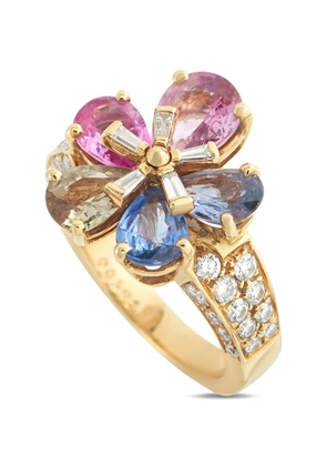 Bvlgari Pre-Owned 18k yellow gold diamond sapphire flower ring