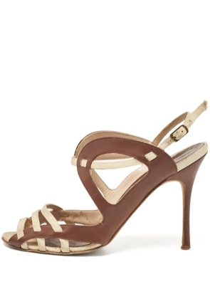 Manolo Blahnik Pre-owned 100mm cut-out strappy sandals - Brown