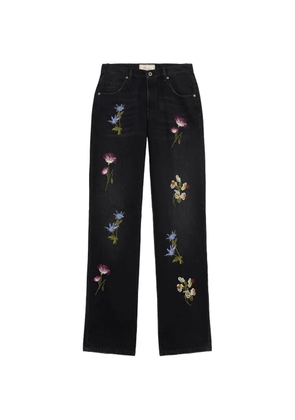 Blumarine floral-embroidered trousers - Black