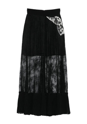 Gemy Maalouf lace-embellished pleated skirt - Black