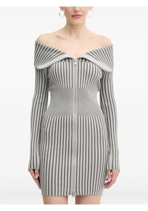 GUESS USA striped zip-fastening mini dress - Grey
