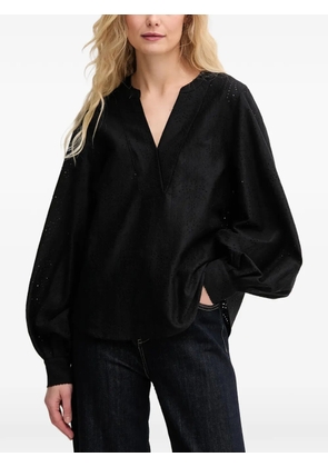 Mos Mosh balloon-sleeve V-neck blouse - Black