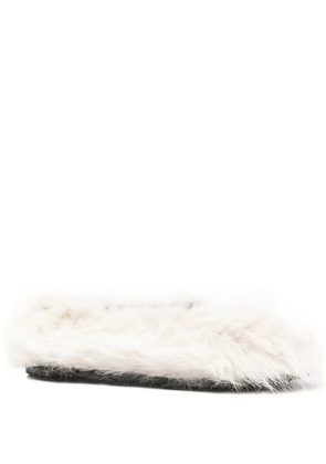 Moschino faux-fur ballet flats - White