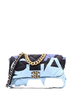 CHANEL Pre-Owned 19 Flap Bag Quilted Printed Silk Maxi shoulder bag - Blue