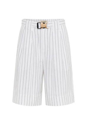 Nicholas Belinda striped belt bermuda shorts - White