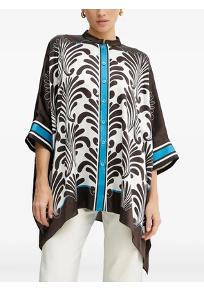 LUISA SPAGNOLI leaf-print button top - Brown