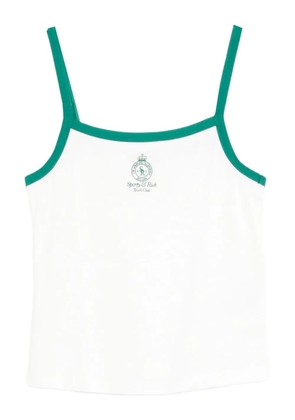 Sporty & Rich trimmed logo-embroidered tank top - White