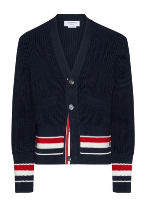 Thom Browne button-fastening V-neck cotton cardigan - Blue