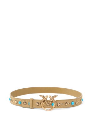 PINKO stud-embellished Love Birds-buckle belt - Neutrals