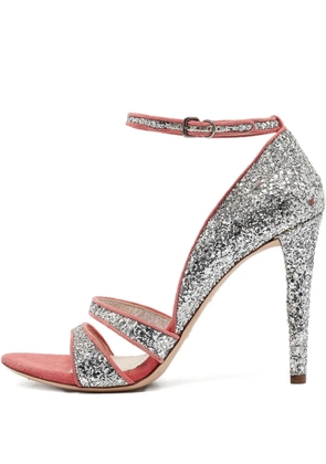 Miu Miu Pre-Owned glitter-embellished stiletto sandals - Silver