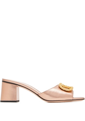 Valentino Garavani logo-crystal heeled sandals - Pink
