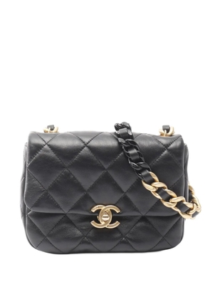 CHANEL Pre-Owned 2021-2025 Mini Quilted Lambskin Candy Chain Flap crossbody bag - Black