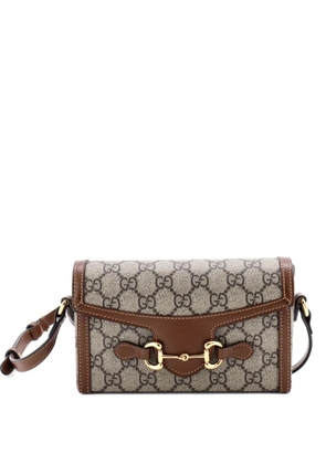 Gucci Pre-Owned Horsebit 1955 Flap GG Coated Canvas Mini crossbody bag - Brown