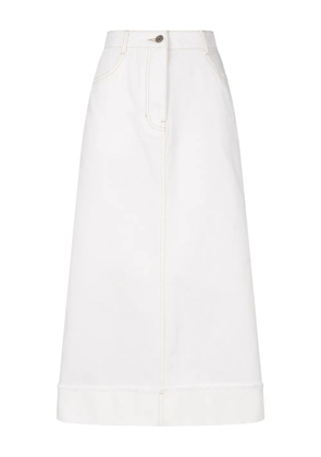 TOMBOY frayed-hem denim midi skirt - White