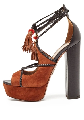 Aquazzura pre-owned 140mm tassel-embellished sandals - Brown
