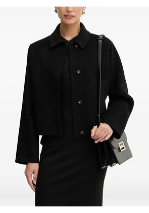BOSS button-fastening collared single-breasted coat - Black