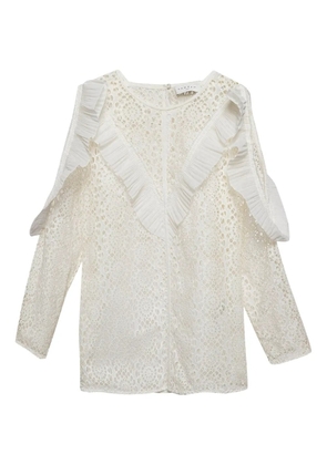 SANDRO pre-owned ruffled broderie-anglaise blouse - White