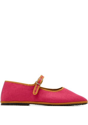 CAPULETTE Bambina buckle-strap linen ballet flats - Pink