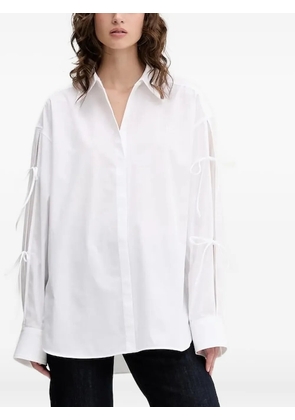 HUGO slit-sleeve tie-detail shirt - White
