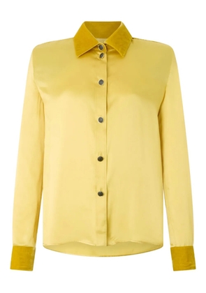 Roberto Cavalli velvet-inserts silk shirt - Yellow