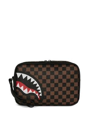 Sprayground check-pattern wash bag - Brown