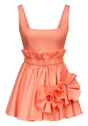 AREA ruffled flower-appliqué mini dress - Pink