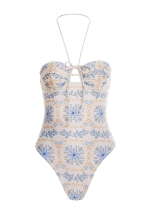 Agua By Agua Bendita floral adjustable neck swimsuit - Neutrals
