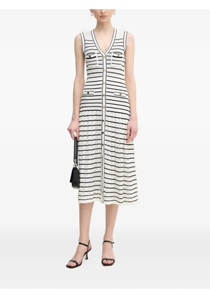 Gaudi pockets striped button midi dress - Neutrals