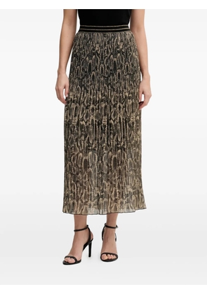 Marc Aurel pleated printed midi skirt - Black