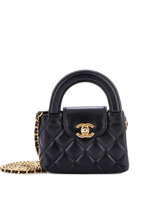 CHANEL Pre-Owned Kelly Top Handle Shopping Bag Quilted Shiny Aged Calfskin Nano crossbody bag - Black