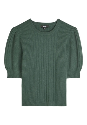 PAIGE Kato ribbed puff-sleeve top - Green