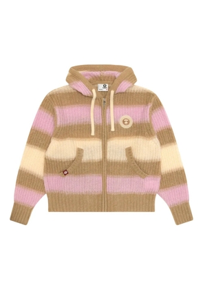 A BATHING APE® striped hooded cardigan - Neutrals