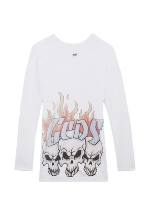 GCDS long-sleeve graphic-print mini dress - White