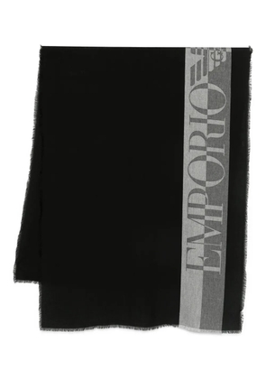 Emporio Armani logo fringed scarf - Black
