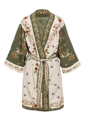 Agua Bendita floral-print belted beach dress - Green