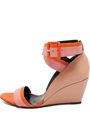 Pierre Hardy pre-owned 75mm Alpha wedge-heel colour-block sandals - Neutrals